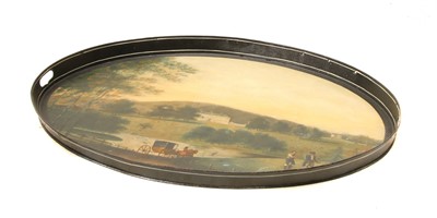 Lot 153 - A Regency painted toleware galleried tray