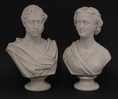 Lot 156 - A pair of Parian porcelain busts