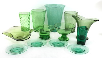 Lot 348 - Green - a selection of Whitefriars and other glass