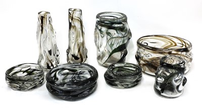 Lot 353 - Eight items of Whitefriars knobbly glass items