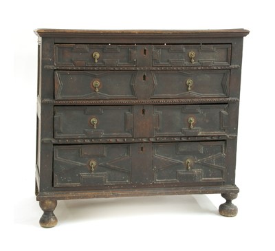 Lot 671 - A Jacobean oak chest of four drawers