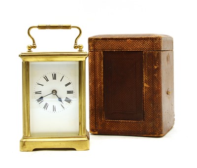 Lot 216 - A French brass carriage clock