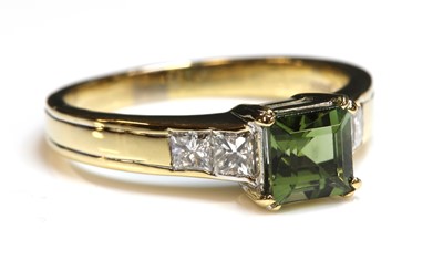 Lot 240 - An 18ct gold single stone green tourmaline ring