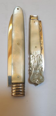 Lot 48 - Five silver and mother-of-pearl folding fruit knives