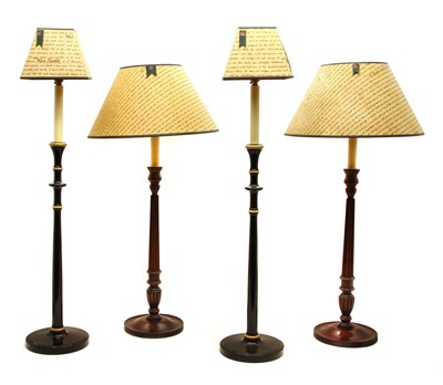 Lot 359 - A pair of George III style mahogany table lamps