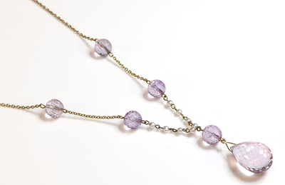 Lot 75 - A gold amethyst and pearl necklace