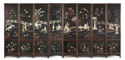 Lot 160 - A pair of Chinese four-fold screens