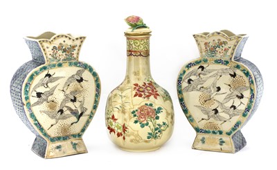 Lot 242 - A pair of Japanese Satsuma vases