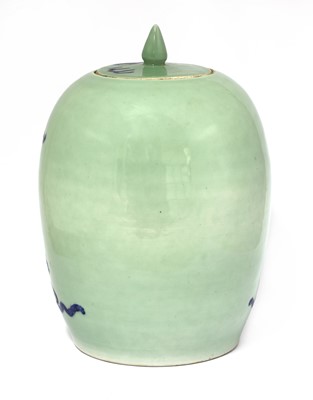 Lot 28 - A Chinese celadon jar and cover