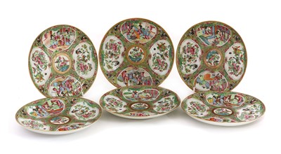 Lot 232 - A collection of six Chinese Canton famille rose plates
