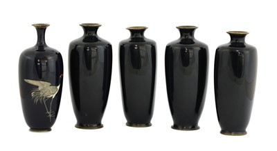 Lot 121 - A collection of five Japanese cloisonné vases