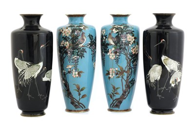 Lot 123 - A collection of four Japanese cloisonné vases