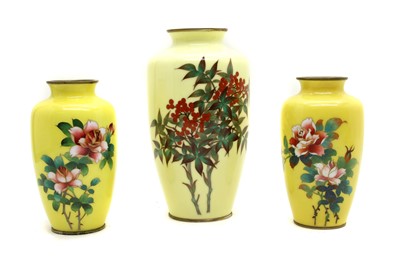 Lot 161 - A collection of three Japanese cloisonné vases