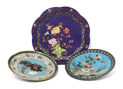 Lot 333A - A collection of three Japanese cloisonné dishes