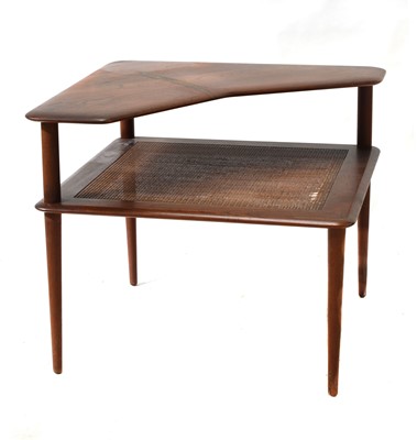 Lot 335 - A Danish teak two-tier corner table