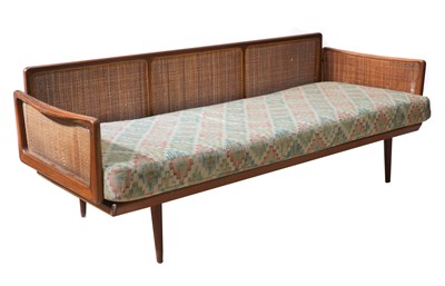 Lot 334 - A Danish teak and rattan daybed
