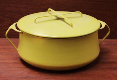 Lot 341 - A Dansk Kobenstyle yellow enamelled casserole dish and cover