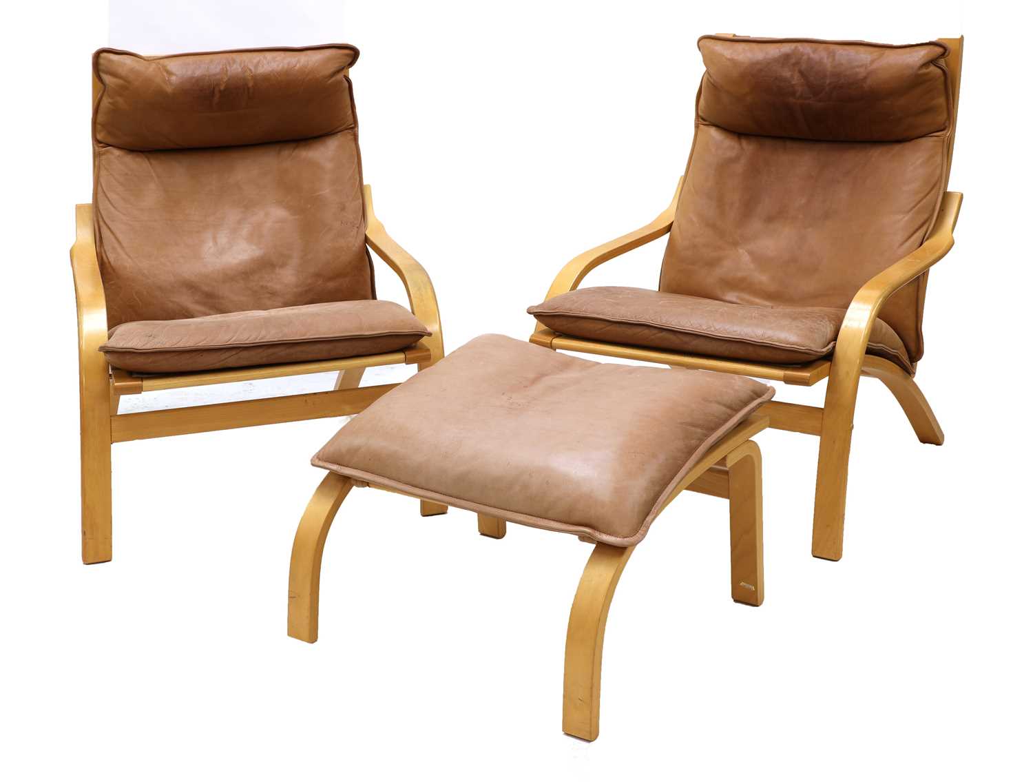 Lot 263 - A pair of Scandinavian leather armchairs