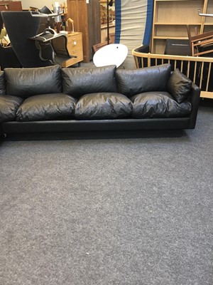 Lot 321 - A Danish black leather corner settee