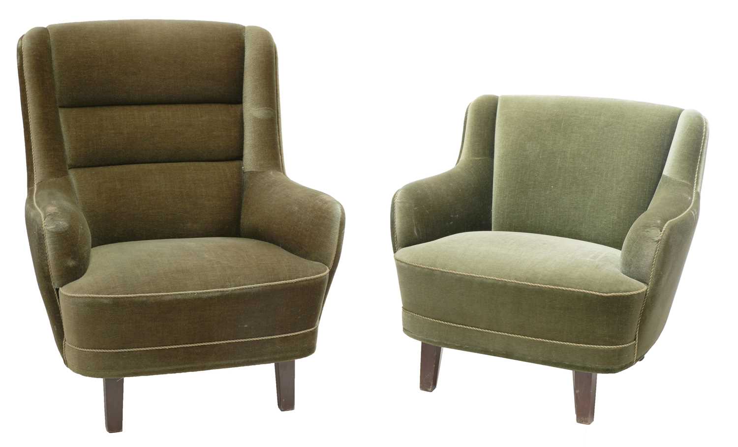 Lot 62 - A pair of Danish high and low back armchairs