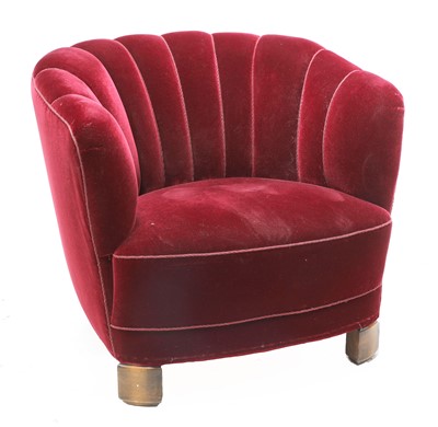 Lot 313 - A red velvet lounge chair