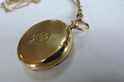 Lot 84 - An 18ct gold key wound open-faced pocket watch