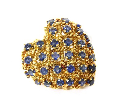 Lot 50 - A Tiffany & Co. gold sapphire heart brooch/pendant