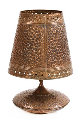 Lot 371 - A large copper table lamp and shade