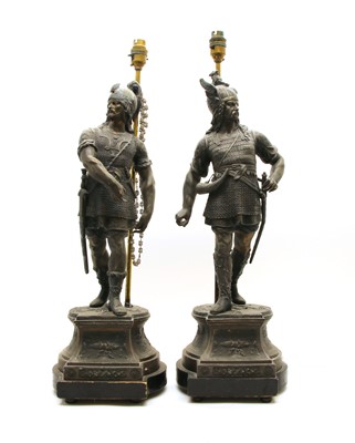 Lot 325 - A pair of Victorian spelter figures of warriors