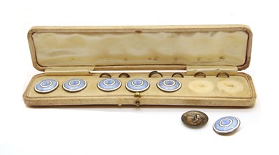 Lot 225 - A cased set of seven blue enamel studs/buttons