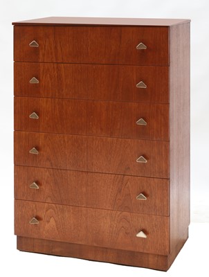 Lot 200 - A Danish teak chest of five drawers