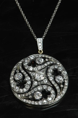 Lot 64 - A Victorian diamond set circular pendant