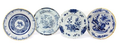 Lot 224 - A group of four Delft porcelain blue and white plates