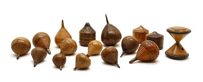 Lot 210 - A collection of 19th century treen spinning tops