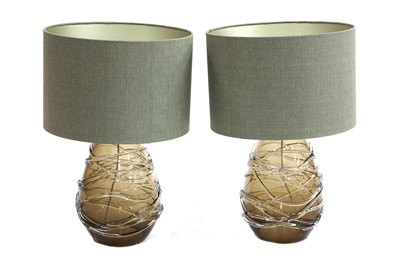 Lot 518 - A pair of contemporary Porta Romana glass table lamp bases