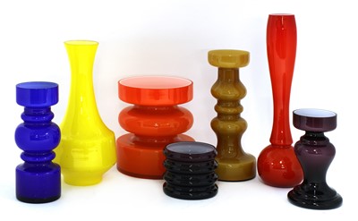 Lot 382 - Seven Swedish cased glass vases