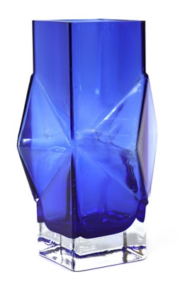 Lot 384 - A Finnish 'Pablo' blue glass vase by Riihimaki Lasi Oy