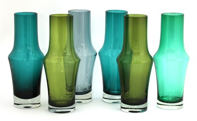 Lot 385 - A good group of six identical Riihimaki glass vases
