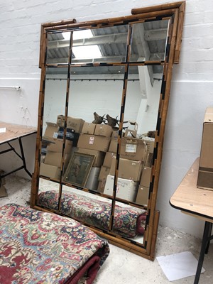 Lot 125 - A large bamboo overmantel mirror