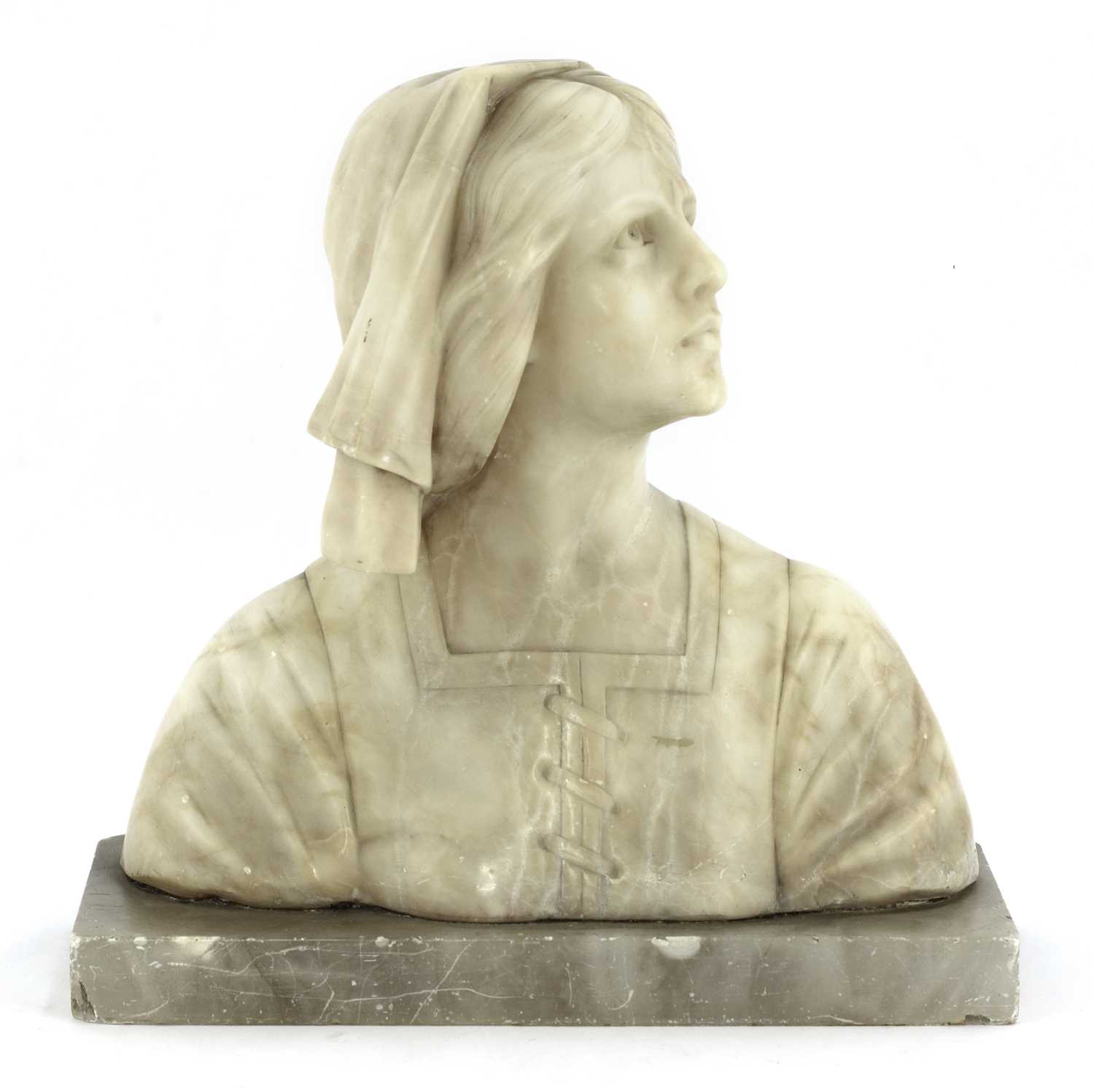 Lot 168 - An alabaster bust of a Florentine youth