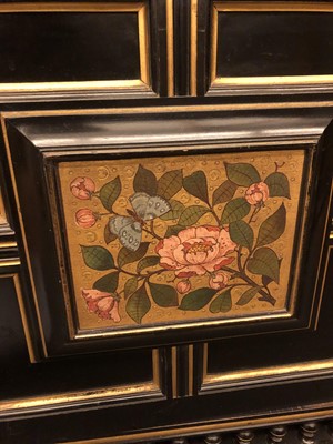 Lot 27 - An Aesthetic ebonised and gilt wall cabinet