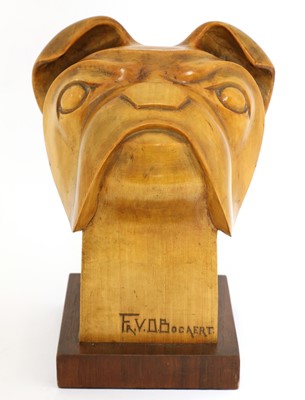 Lot 523 - An Art Deco wooded sculpture of a bulldog head