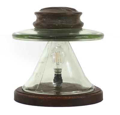 Lot 543 - A glass 'insulator' table lamp