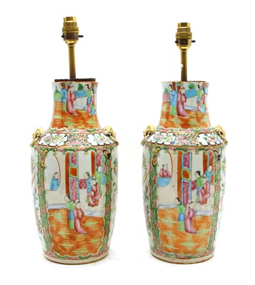 Lot 125 - A pair of Canton vases