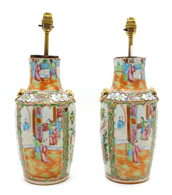 Lot 125 - A pair of Canton vases