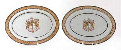 Lot 212 - A pair of Chinese export porcelain oval armorial plates