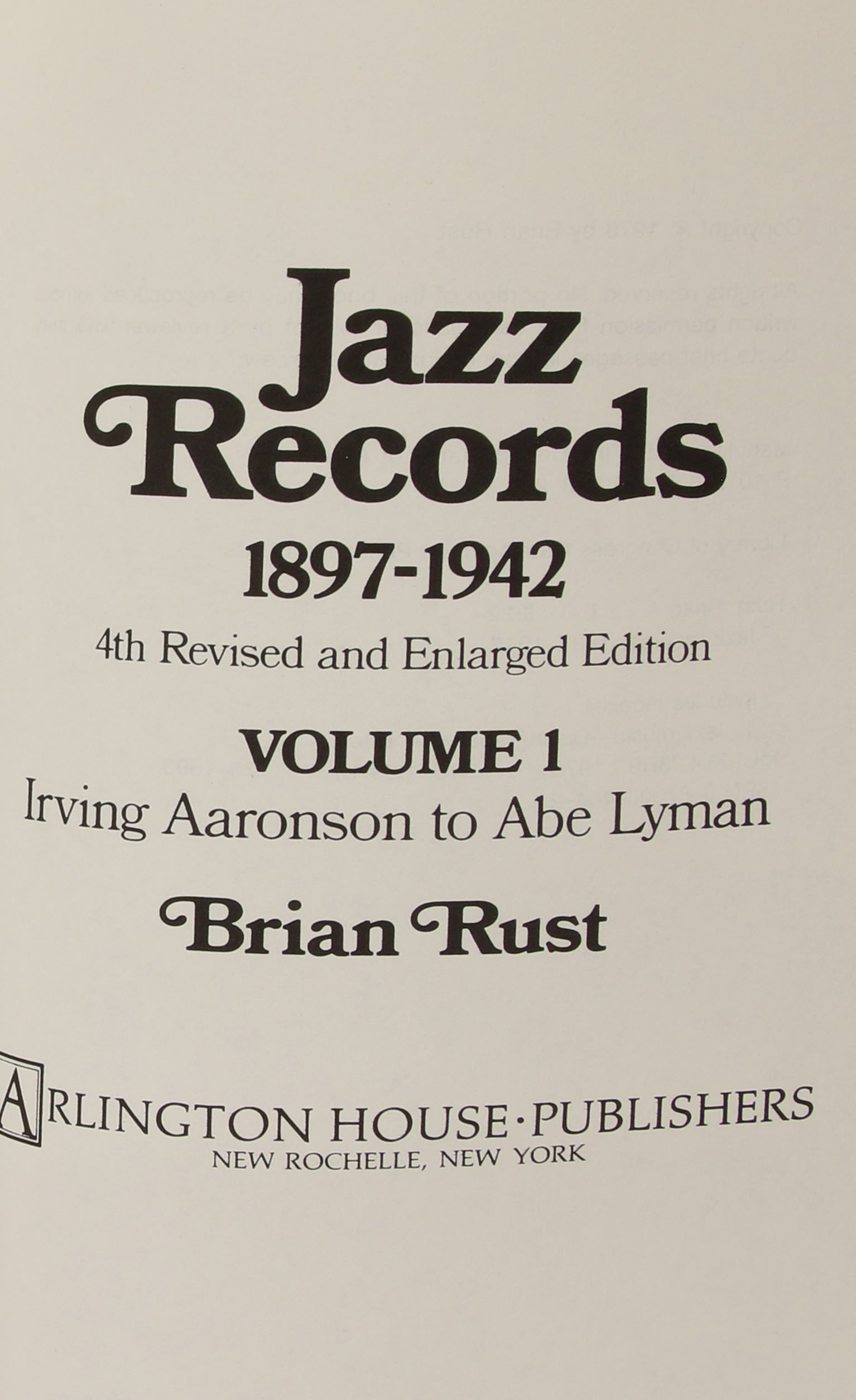 Jazz Records Book Set Two Volumes 1897-1942 vol. 1 & 2 by Brian Rust 1968 Pages factory