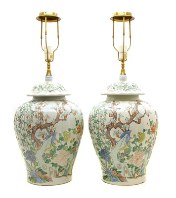 Lot 283 - Two pairs of modern Chinese table lamps
