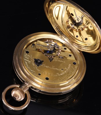 Lot 340 - A cased 18ct gold top wind hunter pocket watch