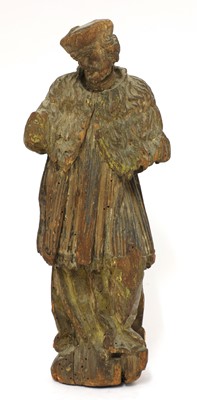 Lot 653 - A Bohemian carved pine religious figure of St John of Nepomuk